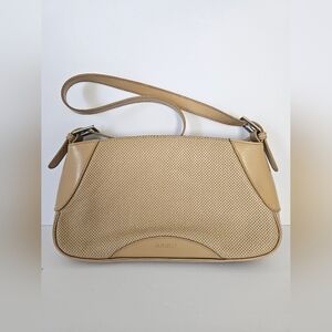 Aurielle Tan Leather Shoulder Bag Mesh Leather Adjustable Length Strap